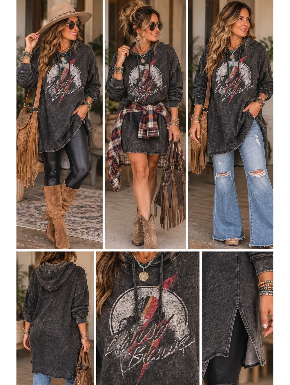 Acid washed David Bowie sweatshirt dress